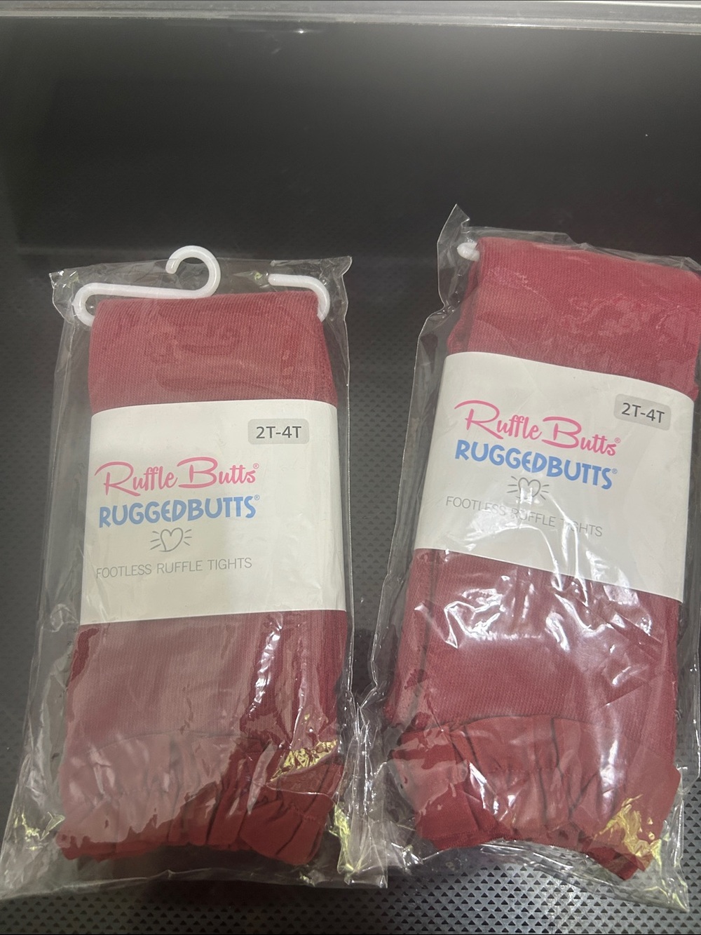 Twin girl matching identical set footless ruffle tights size 2t-4t rosewood new